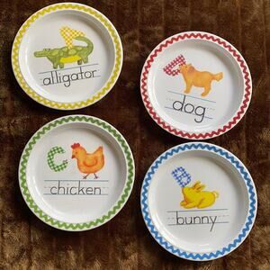 Pottery Barn Kids Set of 4‎ ABC Melamine Plates